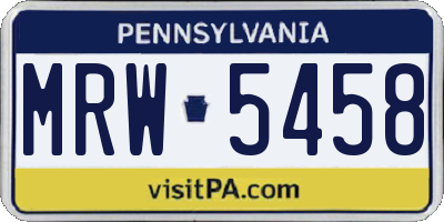 PA license plate MRW5458