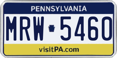 PA license plate MRW5460