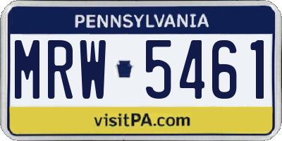 PA license plate MRW5461