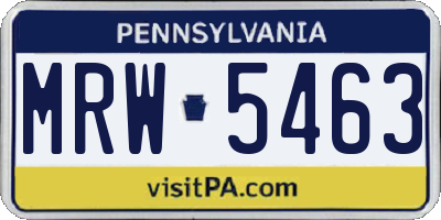 PA license plate MRW5463