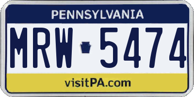 PA license plate MRW5474
