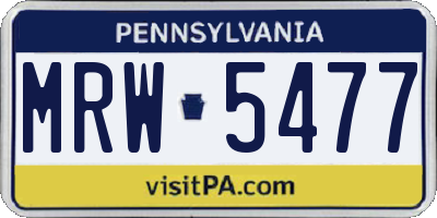 PA license plate MRW5477