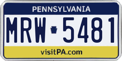 PA license plate MRW5481