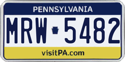 PA license plate MRW5482