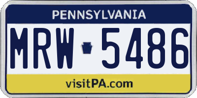 PA license plate MRW5486