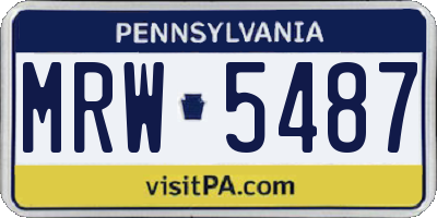 PA license plate MRW5487