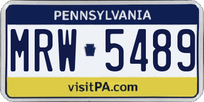 PA license plate MRW5489