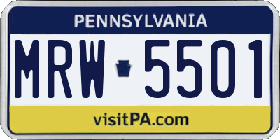 PA license plate MRW5501