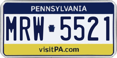 PA license plate MRW5521