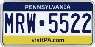 PA license plate MRW5522