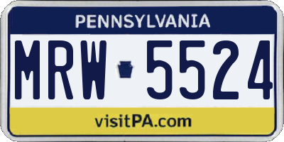 PA license plate MRW5524