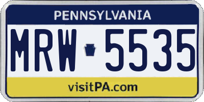 PA license plate MRW5535