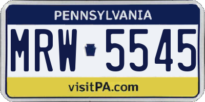 PA license plate MRW5545