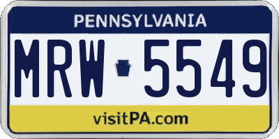 PA license plate MRW5549