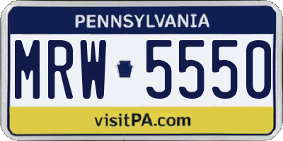 PA license plate MRW5550