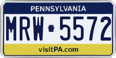 PA license plate MRW5572