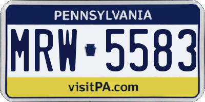 PA license plate MRW5583