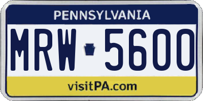 PA license plate MRW5600