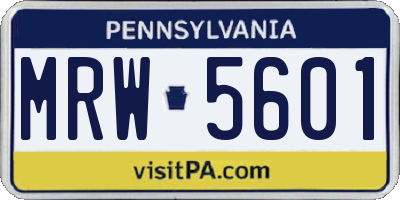PA license plate MRW5601