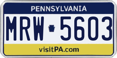 PA license plate MRW5603