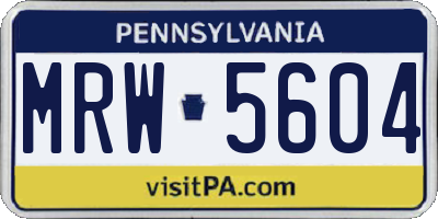 PA license plate MRW5604