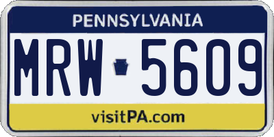 PA license plate MRW5609