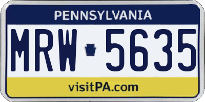 PA license plate MRW5635