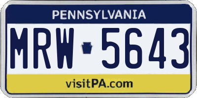 PA license plate MRW5643
