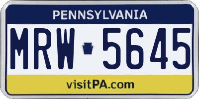 PA license plate MRW5645