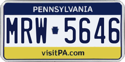 PA license plate MRW5646