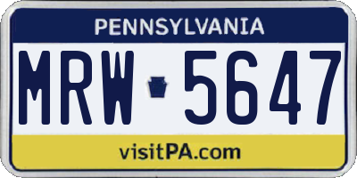 PA license plate MRW5647