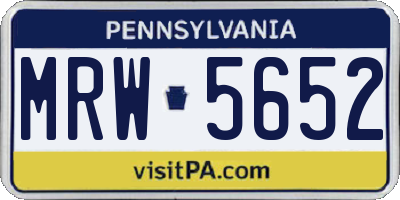 PA license plate MRW5652