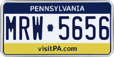 PA license plate MRW5656
