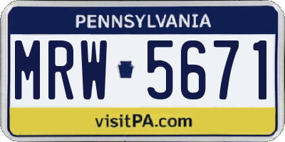 PA license plate MRW5671