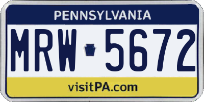 PA license plate MRW5672
