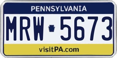 PA license plate MRW5673