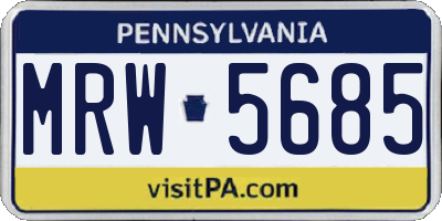 PA license plate MRW5685