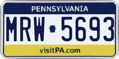 PA license plate MRW5693