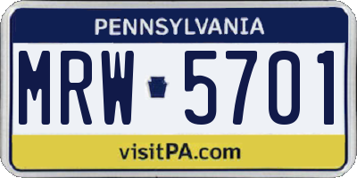 PA license plate MRW5701