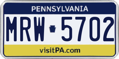 PA license plate MRW5702