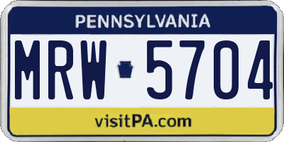 PA license plate MRW5704
