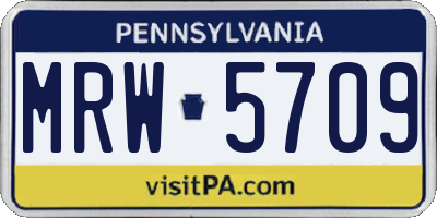 PA license plate MRW5709