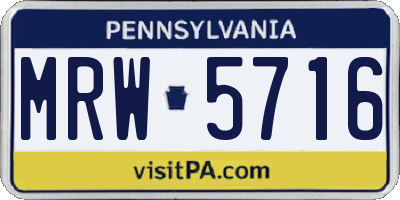 PA license plate MRW5716