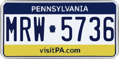 PA license plate MRW5736