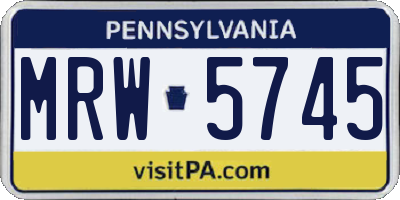 PA license plate MRW5745