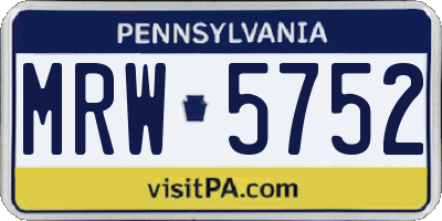 PA license plate MRW5752