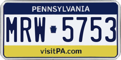 PA license plate MRW5753