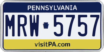 PA license plate MRW5757