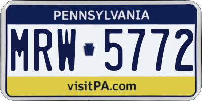 PA license plate MRW5772
