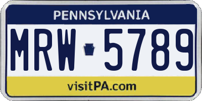 PA license plate MRW5789